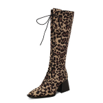 Stambūs blokiniai kulnai, auk&scaron;takulniai, moteri&scaron;ki, suvarstomi užtrauktuku, leopardo jojimo batai, dideli plius 47 48 dydžio moteri&scaron;ki batai 34