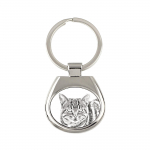 Manx Cat - keychain with a cat, keychain with a print, personalized pendant from the Art-Dog brand sidabras
