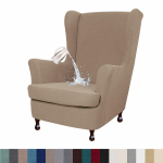 Vandeniui atsparus sparnuotas kėdės užvalkalas, 2 dalių tamprus spandex audinio, sparnuotas kėdės užvalkalas Wingback fotelio užvalkalas su elastingu dugnu gyvenamajam miegamajam W33xD36xH45inch