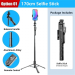 1750 mm belaidis asmenukių fotografavimo trikojo stovas, sulankstomas monopodas su LED ap&scaron;vietimu, skirtas i&scaron;maniesiems telefonams Subalansuotas stabilus fotografavimas tiesiogiai