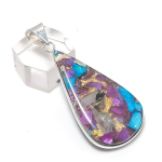 Blue Spiny Oyster Gemstone Handmade 925 Sterling Silver Pendant 2.17 l0z55