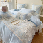 &bdquo;Princess Wind Butterfly&ldquo; nėriniai dideli nėriniai skalbta medvilninė patalynė, dviguba keturių dalių rinkinys 1.8m bed