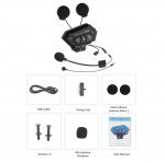 BT-12B motociklo &scaron;almas domofonas Bluetooth 5.0+CSR ausinės 2000mah baterija