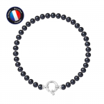 Bracelet - PERLINEA - V&eacute;ritable Perle de Culture d'Eau Douce 5-6 mm - Black Tahiti - Argent 925 - 18 cm