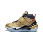 Li Ning Jaunimo Neslystantys Smūgius Sugeriantys Dilimui Atsparūs Auk&scaron;to Vir&scaron;aus Krep&scaron;inio Batai Vaikams Sportbačiai Auksiniai YKBS084-1 40 beige