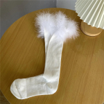 Plunksnos raukinės kojinės Moteri&scaron;kos JK mergaičių vienspalvės juodos baltos ilgos kojinės moteri&scaron;kos kojinės Lolita Kawaii mielos kelio kojinės balta