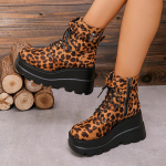 Moteri&scaron;ki leopardo ra&scaron;to Chelsea tipo ankle batai su platforma 2024 žiemos dizainerio nauji vaik&scaron;čiojimo batai madingi suknelė Chaussures Femme 38