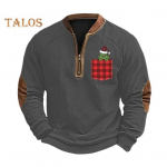 Pavasario rudens vyri&scaron;ki vir&scaron;utiniai megztiniai su užtrauktuku pusiau atviru V kaklu, 3D animacinių filmų spausdinimas, raižytos rankovės, didelio dydžio megztinis Laisvas sportinis laisvalaikis &scaron;ventinis megztinis S pilka