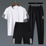 Trijų dalių sportinis kostiumas vyrams Summer New Trend sportiniai &scaron;ortai M balta