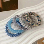 5 vnt. rinkinys Telefono laido gumelės Plaukų spiralės gumelės Gradiento spalvos languotas ra&scaron;tas Telefono laido elastinė plaukų juosta Plaukų aksesuarai one size mėlyna