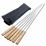 Kebabų ie&scaron;meliai 55cm plok&scaron;ti nerūdijančio plieno BBQ ie&scaron;meliai su medine rankena daugkartinio naudojimo kepsnių ie&scaron;meliai plok&scaron;tūs pagaliukai eilės kebabų gaminimo įrankis