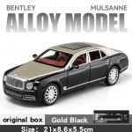 Lietas metalo 1/24 mastelio Bentley Mulsanne lydinio modelio automobilio kolekcinis transporto priemonės simuliatorius su garsu ir &scaron;viesa, metalinis žaislinis automobilis, žaislas vaikams, dovana auksas
