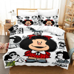 Mafalda Patalynės Komplektas Viengulis Twin Pilnas Karalienės Karaliaus Dydžio Lovos Komplektas Suaugusiųjų Vaikų Miegamojo Antklodės Užvalkalų Rinkiniai 3D Anime Paklodės Komplektas 70x133cm 2pcs