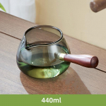 Stiklinis arbatinukas su medine rankena, permatoma &scaron;onine rankena, kavos virdulys, kinų arbatos ceremonija, gryna arbata, kung fu arbatos rinkinys