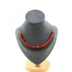 Pierres et Min&eacute;raux. Collier 20 perles Agate rouge 8 mm. Chaine en acier inoxydable Collier femmes, hommes. Taille personnalisable.