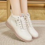 2024 Spring/Autumn Women's Comfortable Travel Shoes, Mid-Calf Fleece-Lined Boots for Middle-Aged Ladies, Casual Mom Shoes for All Seasons 39 smėlis