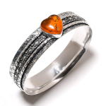 Baltic Amber Gemstone Handmade 925 Sterling Silver Cuff Bangle 7.5 q4w24