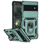 Military Slide Push Window Armor Smūgiams atsparus dėklas, skirtas Google Pixel 6A 6 7 Pro metalinio žiedo laikiklio fotoaparato objektyvo apsauga galinis dangtelis For Pixel 6 žalia