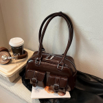 Pietų Vėjo Moteri&scaron;ka 2025 Pavasario Retro Bostono Samba Laisvalaikio Rankinė 25cm x 28cm x 18cm juoda