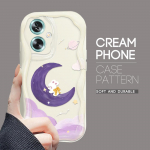 Mielas animacinių filmų ra&scaron;tų kreminės tekstūros korpusas, banguotas kra&scaron;tas, mink&scaron;tas silikoninis telefono dėklas, skirtas OPPO Reno Realme Realme Narzo 50A Prime balta
