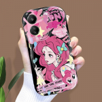 Mielas animacinio ra&scaron;to kreminės tekstūros korpusas, banguotas kra&scaron;tas, mink&scaron;tas silikoninis dangtelis, skirtas Xiaomi Redmi Redmi 14C juoda