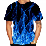 Cool Fire Flame 3D Spausdinti mar&scaron;kinėliai Vyri&scaron;ki Moteri&scaron;ki Hiphopo trumpų rankovių mar&scaron;kinėliai Gatvės drabužiai Dideli Harajuku Y2k mar&scaron;kinėliai Top vaiki&scaron;ki drabužiai XS