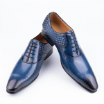 Vyri&scaron;ki oficialūs batai &Scaron;oninis spaudinys Klasikiniai Oksfordai Natūrali oda Sapatos Sociais Masculino Vyri&scaron;kas madingas batų smailus galas 39 mėlyna