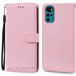 Dėklas Motorola G22, Piniginės tipo atverčiamas odinis dėklas Moto G22, Mink&scaron;tas silikoninis knygos tipo piniginės dėklas Motorola G22, Fundas For Motorola G22 rožinė