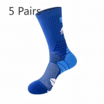 5 poros vyri&scaron;kų sustorinto frotinio padu sportinių profesionalių krep&scaron;inio kojinių 5 Pairs mėlyna