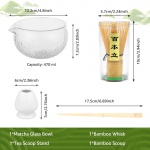 Japoni&scaron;kas Matcha rinkinys su stikliniu dubenėliu, bambukiniu matcha &scaron;luotele ir arbatos semtuvėliu arbatos mėgėjams, dovanos, arbatos gaminimo įrankiai, aksesuarai
