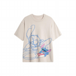 Li Ning X Disney Kolaboracija Stičo Serijos Spausdintas Apvalaus Kaklo Puloveris Kasdieniai Sportiniai Mar&scaron;kinėliai Trumpomis Rankovėmis Vyri&scaron;ki Mar&scaron;kinėliai Melsvai Pilki ATSU157-5 L