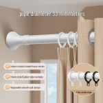 Romėni&scaron;kas be gręžimo teleskopinis užuolaidų ir drabužių džiovinimo karnizas su vienu laikikliu Telescopic: 3.1-4.0m [Includes 20 Rings]