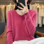 Moteri&scaron;kas ka&scaron;myro megztinis Qinghe ka&scaron;myras 30% ka&scaron;myras 70% vilna rudeninis ir žieminis puloveris &scaron;iltas ir madingas XL vy&scaron;nia