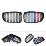 2x Blizgios juodos spalvos Mcolor priekinio buferio inkstų grotelės BMW E81 E82 E87 E88 08-2012