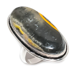 Natural Bumble Bee Jasper Gemstone 925 Sterling Silver Jewelry Ring Size 6 u0u80