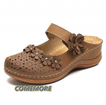 Moteri&scaron;ki sandalai vasarai rankų darbo moteri&scaron;ki batai oda PU gėlių sandalai moteri&scaron;ki plok&scaron;čiapadžiai retro stiliaus batai moteri&scaron;ki mink&scaron;tu padu &scaron;lepetės 35