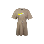 Nike Sportswear 3D &scaron;e&scaron;ėlio efekto spausdinimo vienspalvė trumpomis rankovėmis suknelė Moteri&scaron;kos suknelės Chaki CU5173-342 XS