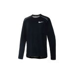 Nike Dri-Fit ilgomis rankovėmis bėgimo greitai džiūstanti sportinė mar&scaron;kinė vyri&scaron;ka vir&scaron;utinė dalis Juoda AJ7569-010 L