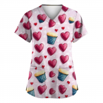 Moteri&scaron;ka Valentino dienos spausdinta uniforma, darbo uniforma, V formos i&scaron;kirptė, ki&scaron;enė, apsauginė uniforma L