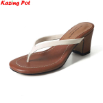 Madingos Krazing Pot Karvės Odos Auk&scaron;takulniai &Scaron;lepetės Prabangūs Įslystami Basutės Slingback Mules Prekės ženklo Vasarinės Laisvalaikio Moteri&scaron;kos Lauko &Scaron;lepetės 34 smėlis