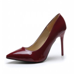 Mada Dideli Dydžiai 34-44 Ofisas 10.5cm Plonas Kulnas Auk&scaron;takulniai Moteri&scaron;ki Batai Smailianosės Lakinės Odos Vestuviniai Batai Moterims Chaussures Femme 35 vyno raudonos spalvos