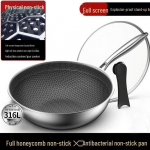 Nelipnus voki&scaron;ko nerūdijančio plieno wok keptuvas su korėtu dizainu, skirtas indukcinėms ir dujinėms viryklėms 34cm