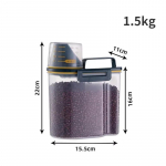 1,5 kg / 2 kg &scaron;unų kačių maisto kibiras plastikinis laikymo bakas su matavimo puodelio talpykla Drėgmei atsparus sandarus stiklainis naminių gyvūnėlių reikmenys