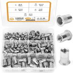 SAE  Assortment, VIGRUE 185pcs #8-32#10-24 1/4 -20 5/16 -18 3/8 -16 304 Stainless Steel erts Riv Kit, Flat Head Threaded Insert Nut Assort One Size sidabras