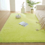 Tankus Pliu&scaron;inis Kilimas Svetainei Pūkuotas &Scaron;iltas Aksominis Kilimas Miegamajam Vienspalvis Grindų Kilimėlis Neslystantis Plaunamas 100x160cm &scaron;viesiai žalios spalvos