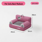 Pliu&scaron;inė keturių sezonų katės ir &scaron;uns lova - Jauki, neslystanti, paauk&scaron;tinta dryžuota sofa rudeniui ir žiemai In Stock