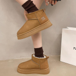 Didelio dydžio storapadžiai sniego batai moterims, nauji žieminiai trumpaauliai storapadžiai studentų termo medvilniniai batai moterims 41 &scaron;viesiai ruda spalva