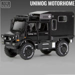 1/28 UNIMOG U4000 Kemperio Lydinio Visureigis Kelioninis Automobilis Modelis Metalinis Žaislas Visureigių Modelis Garsas ir &Scaron;viesa Vaikų Dovana juoda