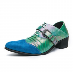Gamintojas Fashion Vyri&scaron;ka smailia velveta metalinė grandinėlė Kasdieniai Oksfordo batai Oficiali vestuvinė i&scaron;leistuvių suknelė Homecoming Zapatillas Hombre 46 mėlyna