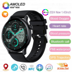 2025 NFC I&scaron;manusis laikrodis Amoled HD GPS Sekimas Sportas &Scaron;irdies ritmas Bluetooth Skambutis Vandeniui atsparus Moteri&scaron;kas I&scaron;manusis laikrodis Huawei Xiaomi Silicone belt auksas